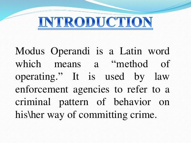 Modus Operandi Meaning and Understanding a Business M O