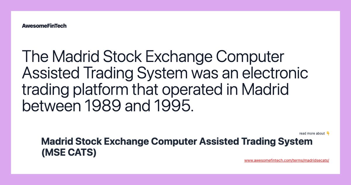 Madrid Stock Exchange Computer Assisted Trading System MSE CATS