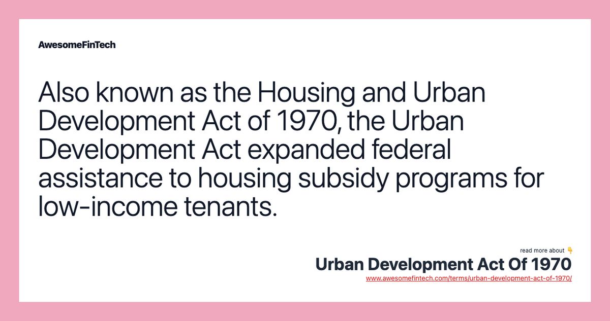 Urban Development Act of 1970 What It is History