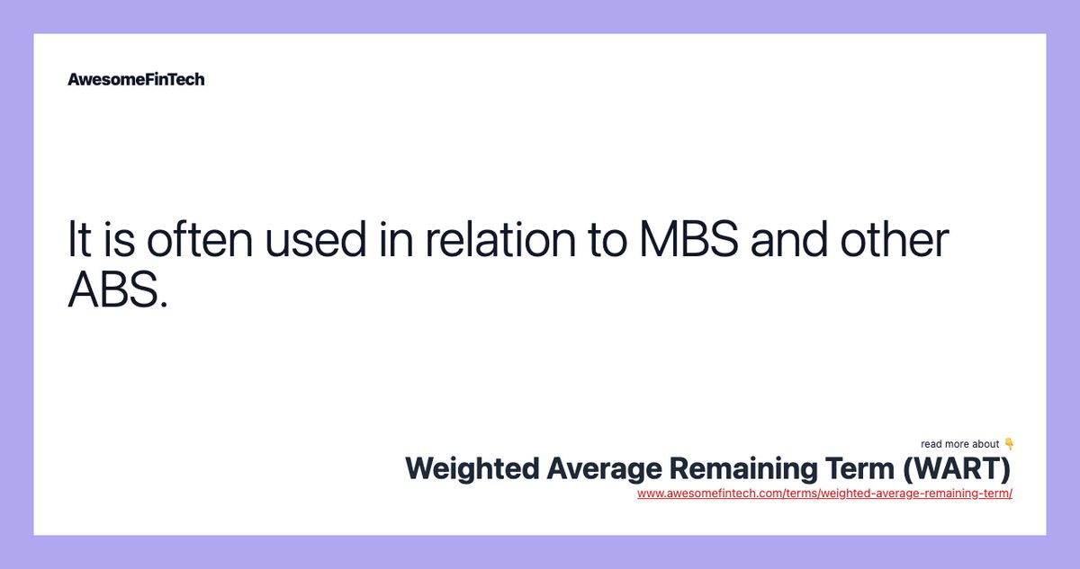 Weighted Average Remaining Term WART Meaning Example